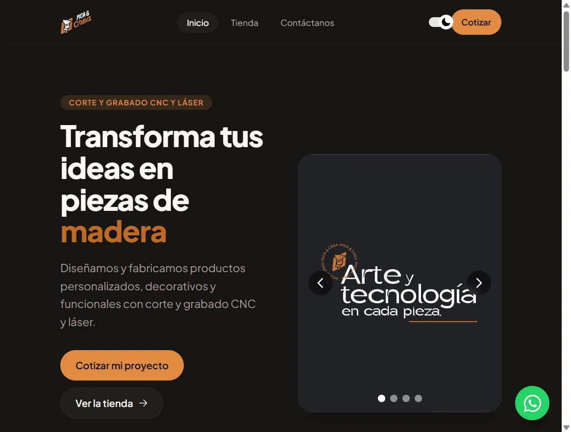 Vista del proyecto Pica y Crea